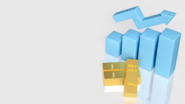 Yükselen çubuk grafiği ve yükselen oku ile altın fiyat büyümesini temsil eden altın külçeler yatırım performansı finansal başarı piyasa güveni ve uzun vadeli zenginlik stratejisi