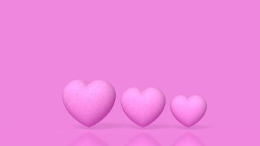 Pastel arka planda süzülen üç pembe kalp aşk duygusunu temsil ediyor aşk ilişkisi, uyum, sevgi ve pozitif duygu kavramını.