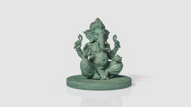 Antik yeşil Ganesha heykeli bilgeliği sembolize ediyor refah koruması ve temiz arka planda izole edilmiş ruhani uyum yumuşak gölgeli