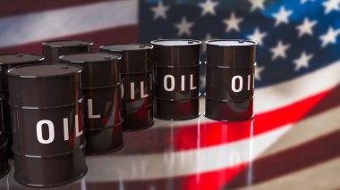 Amerikan enerji endüstrisini temsil eden petrol varilleri ham petrol üretim ekonomisi küresel enerji ticareti ve ulusal kaynak kavramını temsil etmektedir.