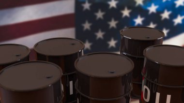 Amerikan enerji endüstrisini temsil eden petrol varilleri ham petrol üretim ekonomisi küresel enerji ticareti ve ulusal kaynak kavramını temsil etmektedir.