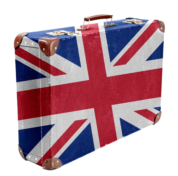 英国の旗を持つヴィンテージ トラベル バッグ — ストック写真