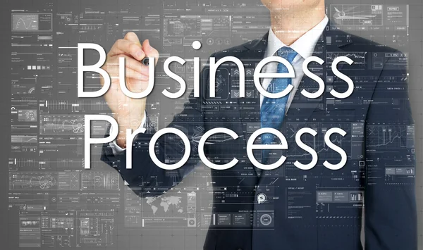 Hombre de negocios escribir concepto de proceso de negocio — Foto de Stock