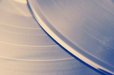 Vinil kaydı oluklar, retro görünüm dokusuna gösterilen etiket ile segment 