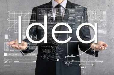 işadamı iş metin el ile sunuluyor: fikir