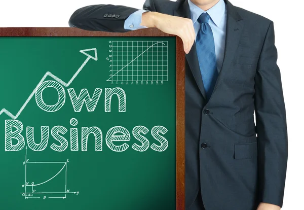 実業家で、黒板で表示に独自のビジネス — ストック写真