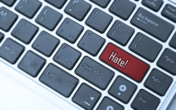 Hate button, hate concept, message on computer keyboard. — Stock Photo, Image