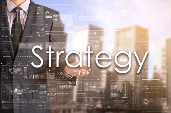 Metin elini tarafından gösterilen işadamı: Strateji