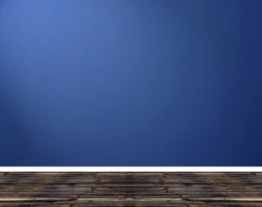 mavi bir duvar ile boş iç