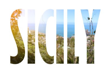 Word Sicilya ile arka plan. Harfler kökenden gelen yapılmıştır