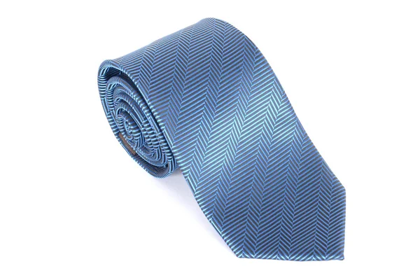 Macchiato blu cravatta da vicino su sfondo bianco — Foto Stock