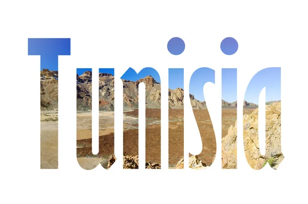 Tło z słowo Tunezji. Litery zostały wykonane z tła — Zdjęcie stockowe