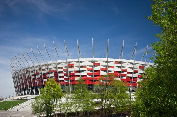 WARSAW - 29 de Abril: estaleiro de construção do Estádio Nacional da Polónia — Fotografia de Stock