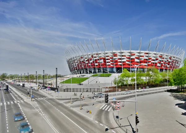 Warschau - 29. April: Baustelle des polnischen Nationalstadions — Stockfoto