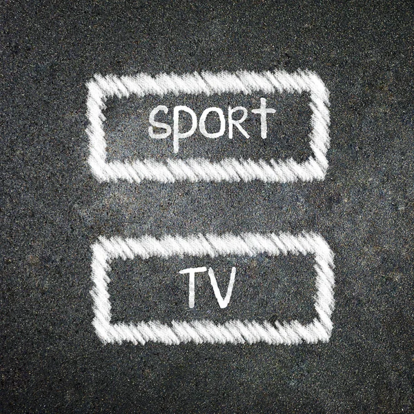 Спорт и телевидение вариант ручной работы с белым мелом на доске — стоковое фото