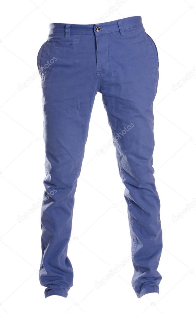 pants isolated on white, ghost fashion style of photography, blue chinos