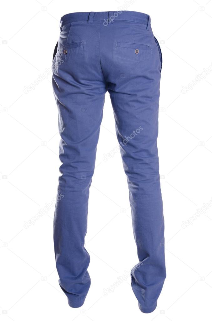 pants isolated on white, ghost fashion style of photography, blue chinos