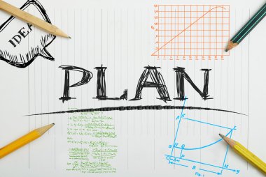 Kağıt defter yazıt planı, iş kavramı ile