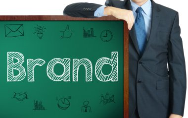 Blackboard işadamı ya da öğretmen tarafından sunulması üzerinde marka