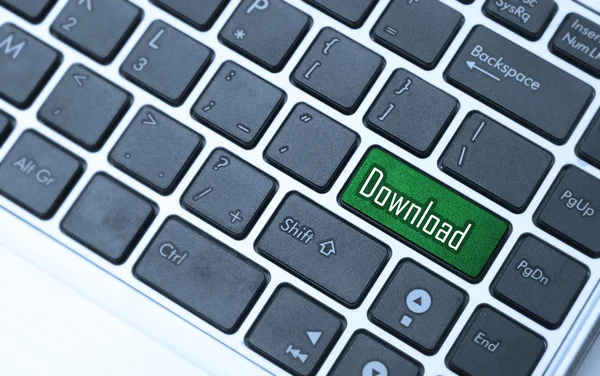 Internet download button on black computer keyboard — Stock Photo, Image