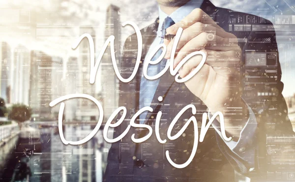 Hombre de negocios escribiendo diseño web — Foto de Stock
