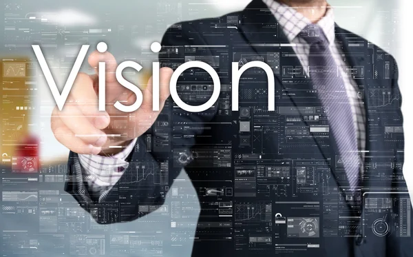 L'homme d'affaires choisit Vision depuis un écran tactile — Photo