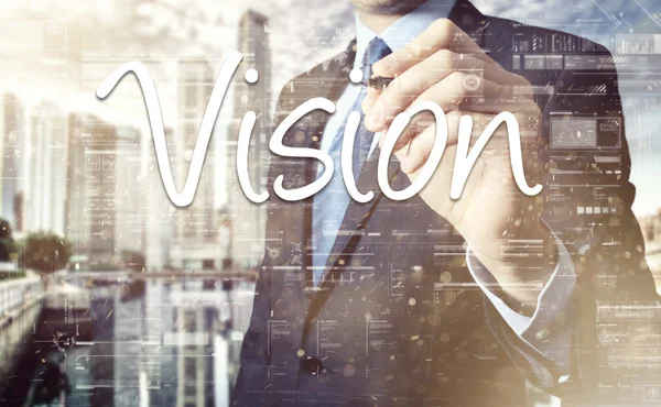 Affärsman skissa och skriva Vision — Stockfoto