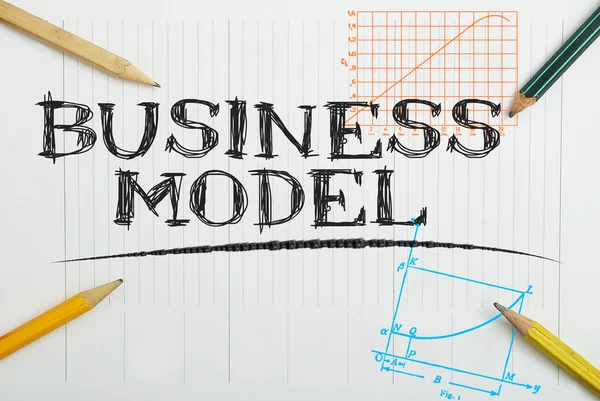 碑文のビジネス モデル、ビジネス コンセプトの紙のノート — ストック写真