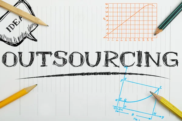 Papier-Notizbuch mit Beschriftung Outsourcing, Geschäftskonzept — Stockfoto