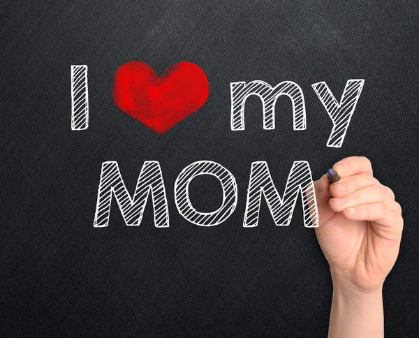 Koyu arka plan üzerinde el yazısı annemi seviyorum