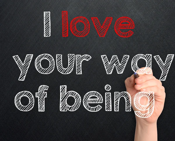 I love your way of being handwritten on black background — Stock Photo, Image