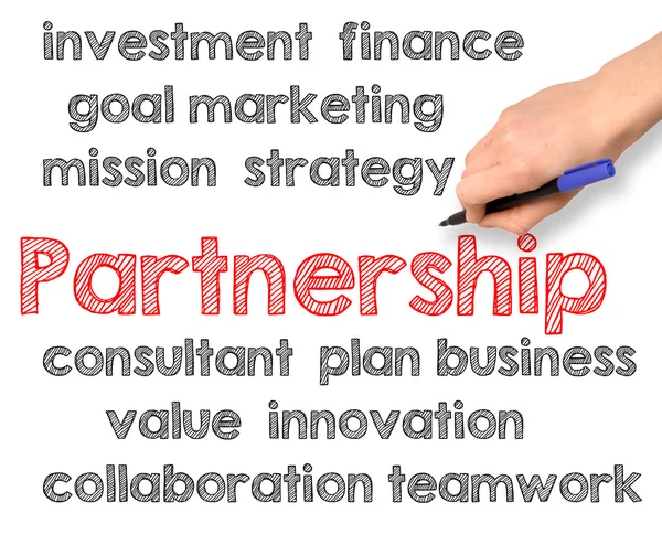 Partnerschaftskonzept handgeschrieben auf weißem Hintergrund — Stockfoto