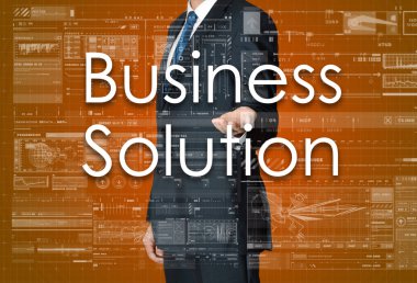 işadamı iş metin el ile sunuluyor: iş çözümü