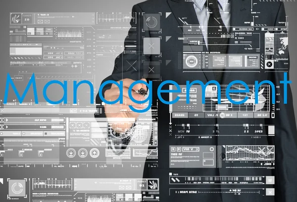 Podnikatel Management psaní a kreslení grafů a diagramů — Stock fotografie