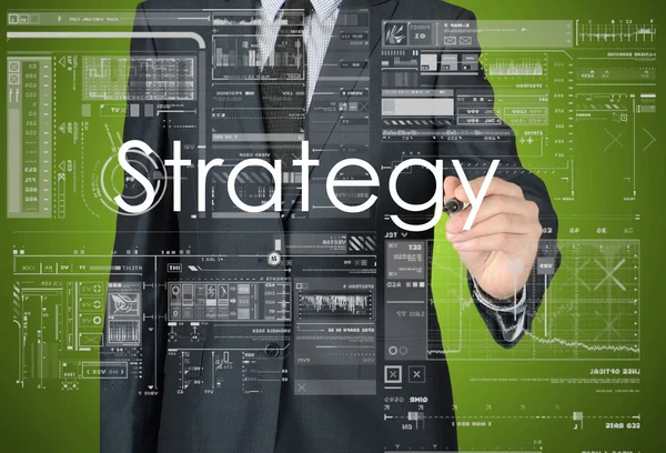 Biznesmen pisanie biznes koncepcja strategii — Zdjęcie stockowe