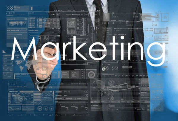 Üzletember írásban marketing folyamat fogalma — Stock Fotó