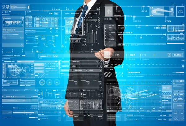 Üzletember, grafikonok és diagramok — Stock Fotó