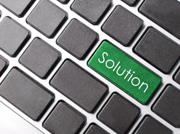 Green solution button on keyboard — Stock Photo, Image