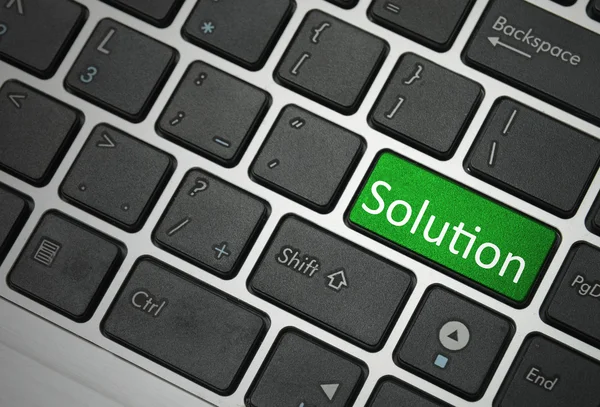 Green solution button on keyboard — Stock Photo, Image