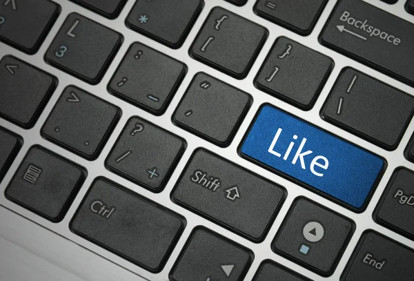 Conceito de mídia social: entrar botão com como no teclado do computador — Fotografia de Stock