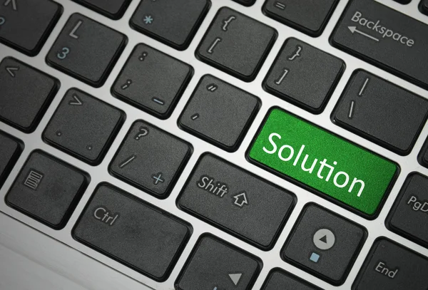 Green solution button on keyboard — Stock Photo, Image