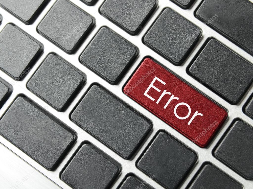 Red Error keyboard button close-up