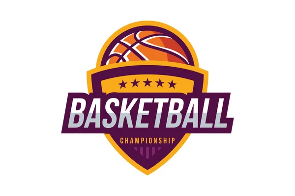 Abzeichen mit Basketball-Logo — Stockvektor