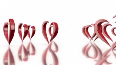 3D stilize dönen aşk kalbimizde beyaz arka plan