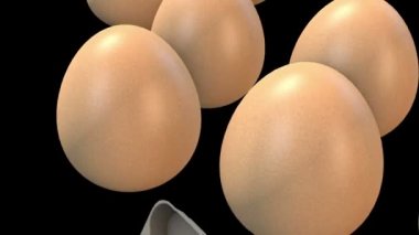 3D düşen yumurta siyah arka plan