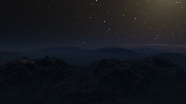 Hyperlapsus nocturne au jour le jour Animation d'un voyage au-dessus des sommets hivernaux 
