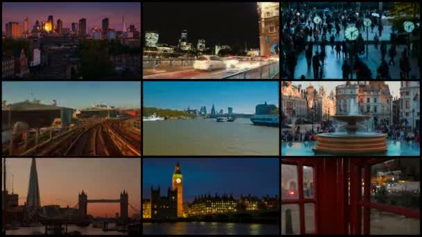 Parede de vídeo 4K de Londres com marcos famosos — Vídeo de Stock