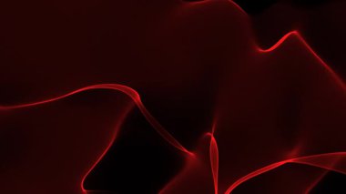 Parlak kırmızı kurdeleler gölgeli bir arkaplanda zarif bir şekilde akıyor. Parlak, saten bir hareket hissi uyandırıyor.