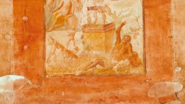 POMPEII (Pompei), İtalya, 16 Nisan 2024 - Siricus Hanedanı (Domus Vedi Sirici), Pompeii, Napoli, Campania, İtalya, M.S. 79 yılında Vesuvius tarafından gömülen antik Roma kenti