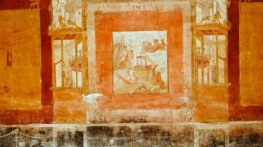 POMPEII (Pompei), İtalya, 20 APRIL 2024 - Siricus Hanedanı (Domus Vedi Sirici), Pompeii, Napoli, Campania, İtalya, M.S. 79 yılında Vesuvius tarafından gömülen antik Roma kenti